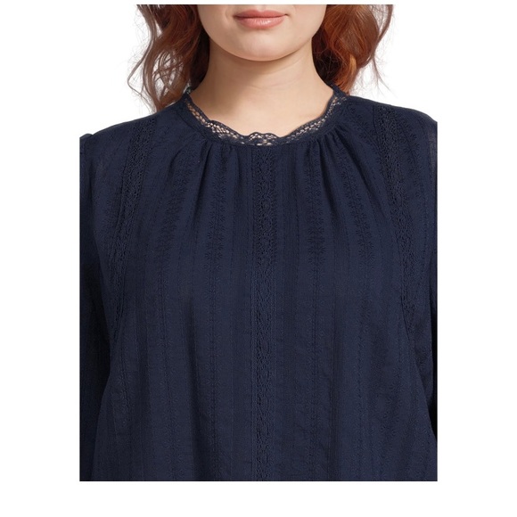 Time and Tru Women’s Lace Inset Puff Long Sleeve top with Matching Mini Skirt - Picture 4 of 9